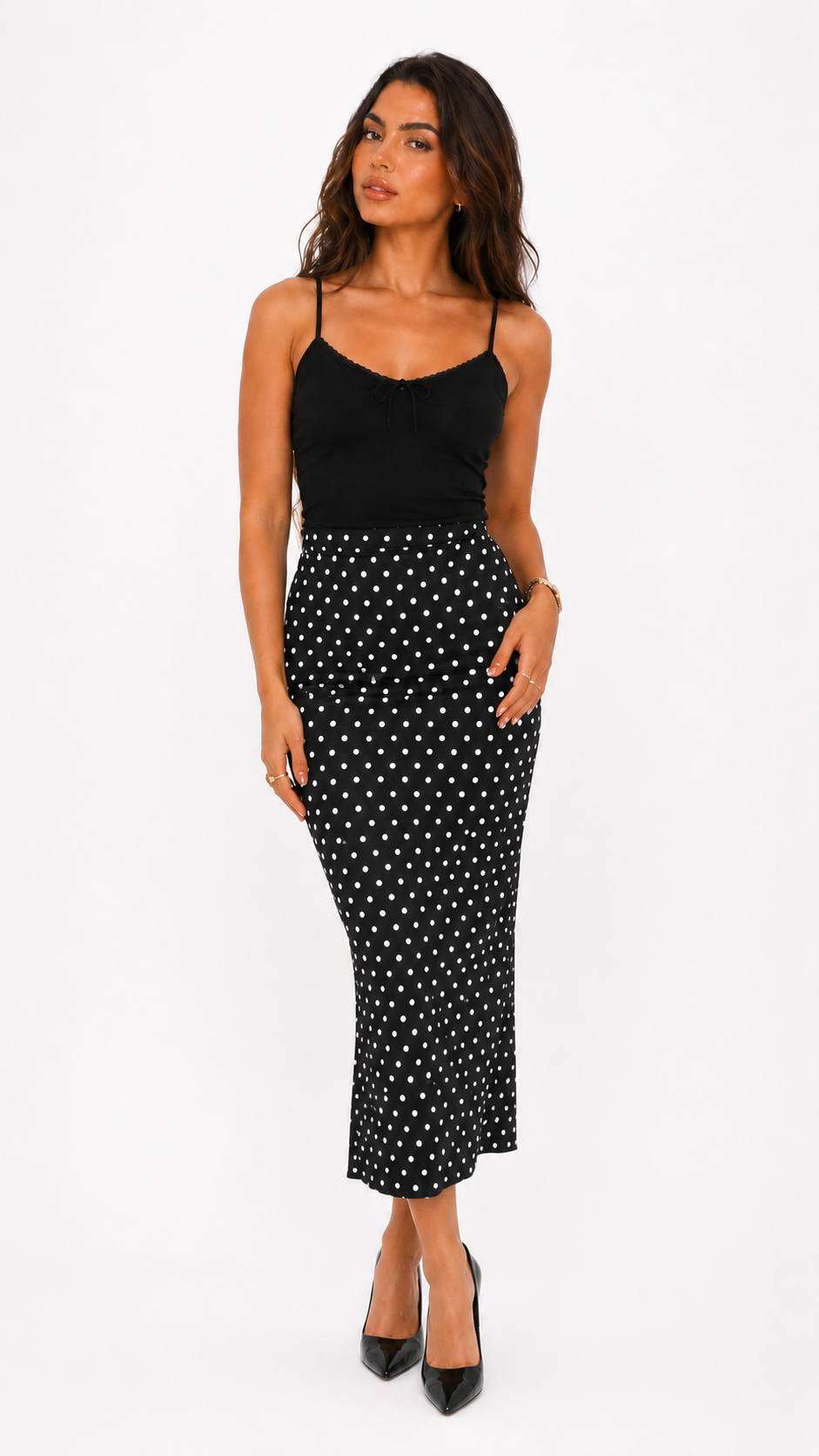 Mermaid Polka Skirt Black