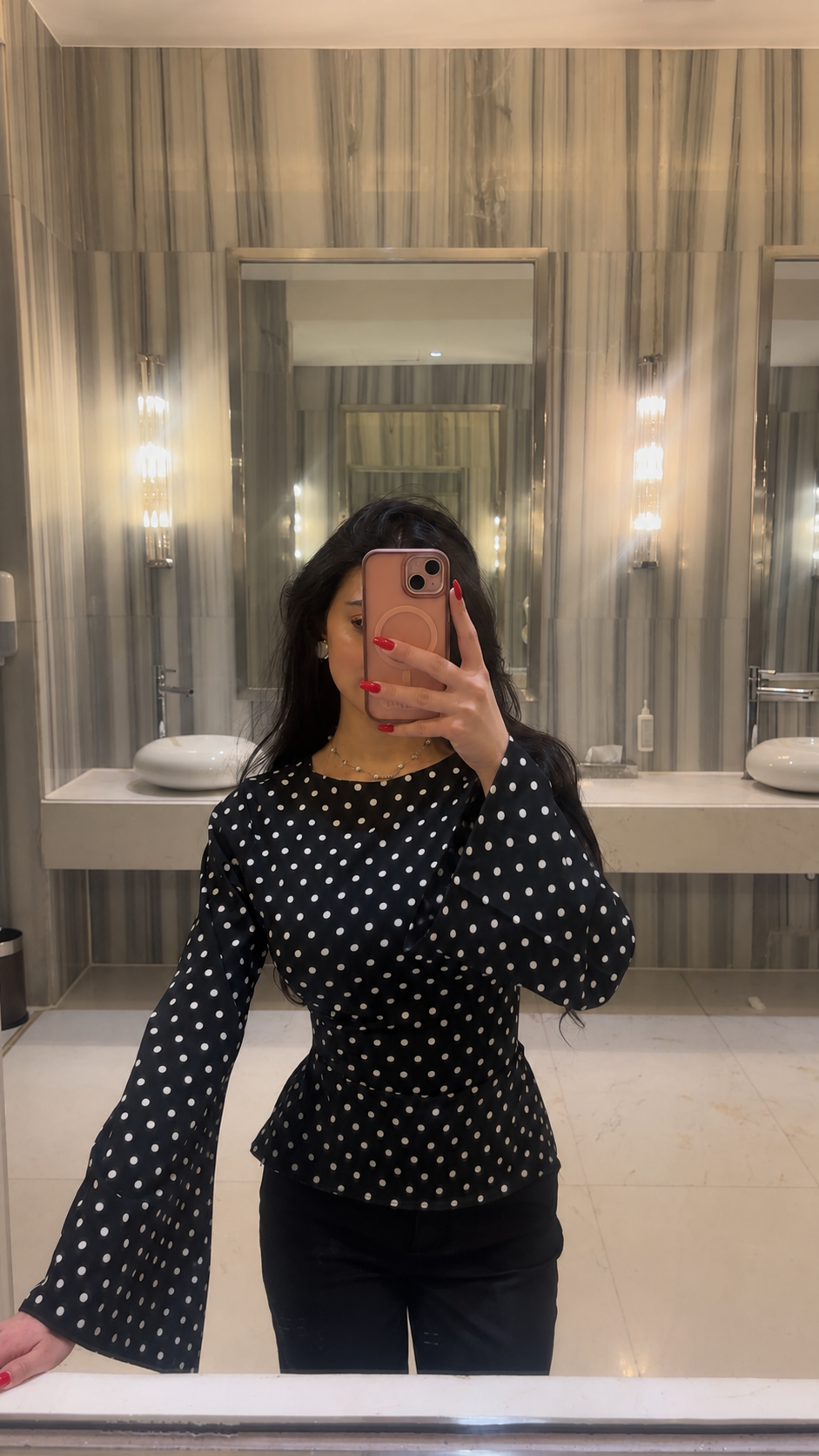 Bella polka top Black