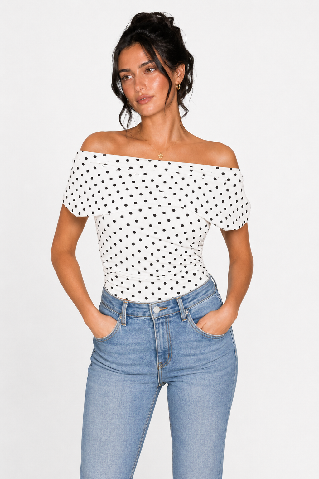 Pretty Polka Top white