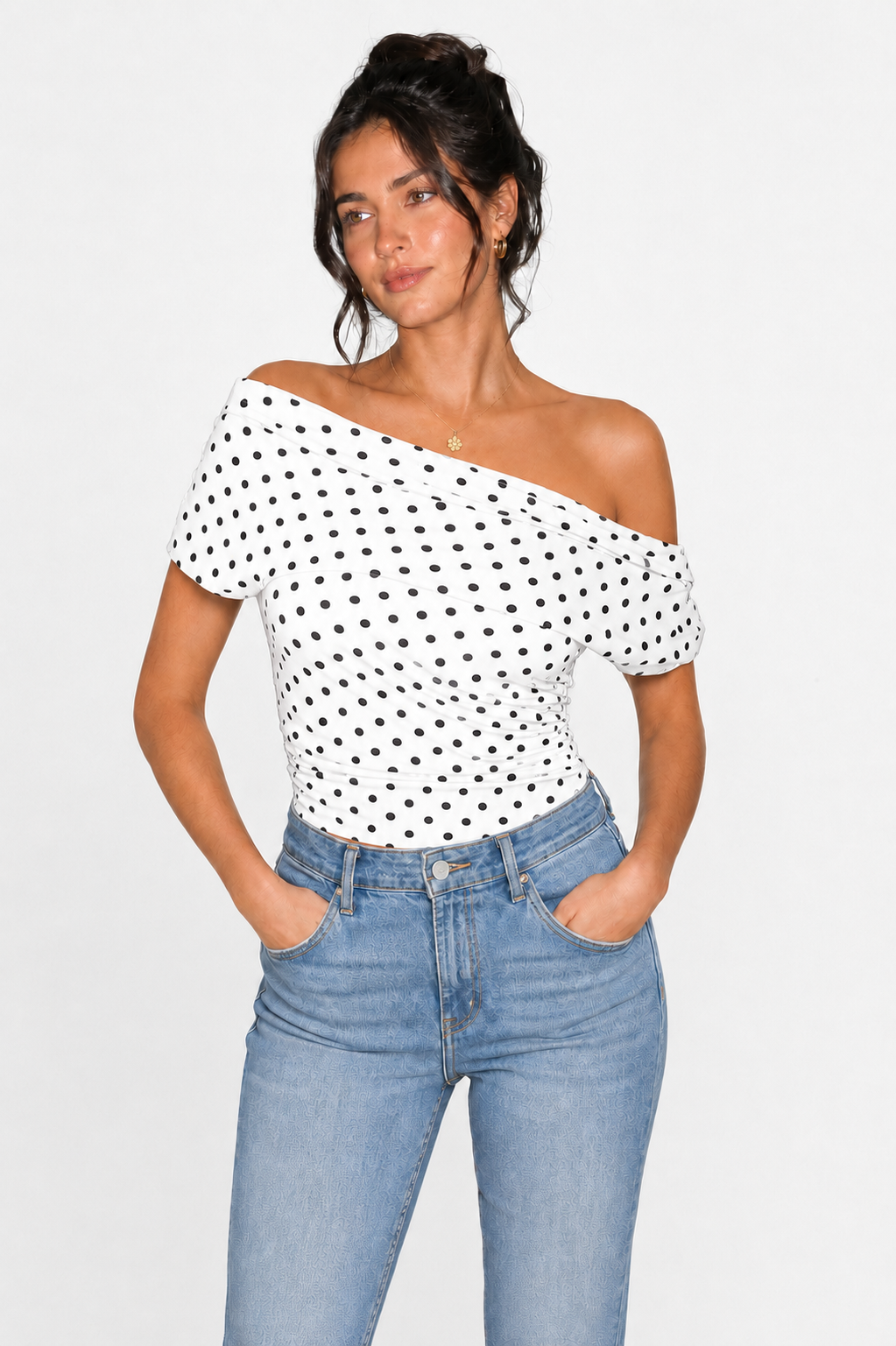 Pretty Polka Top white