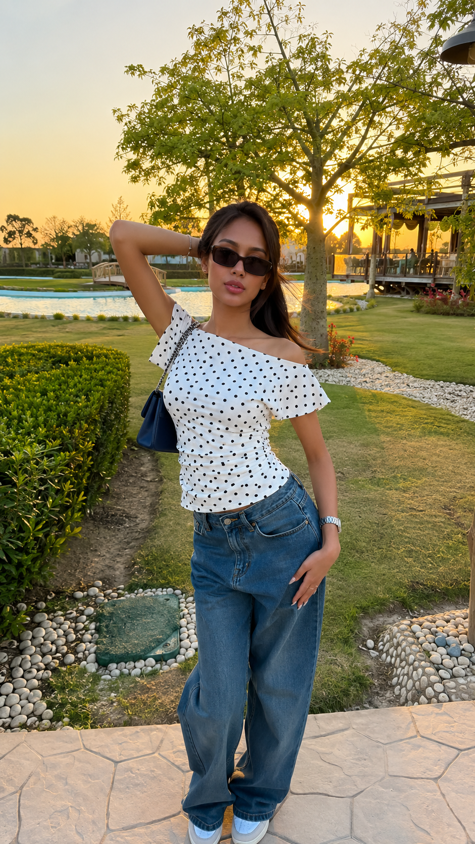 Pretty Polka Top white