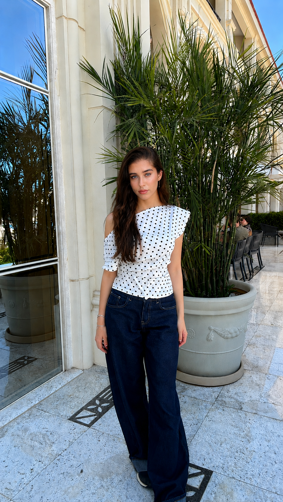 Pretty Polka Top white