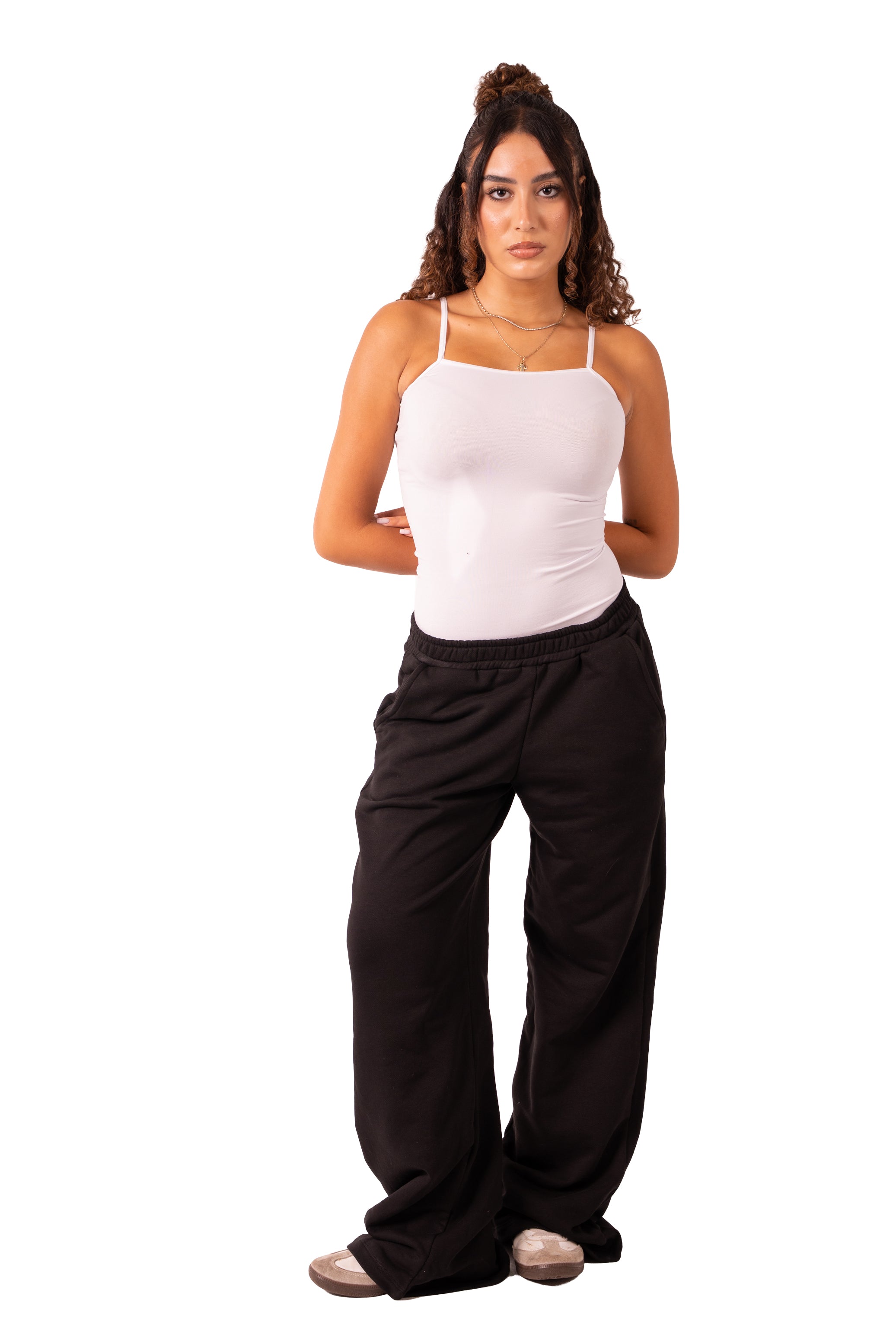 Wide Leg Sweat Pants - Black