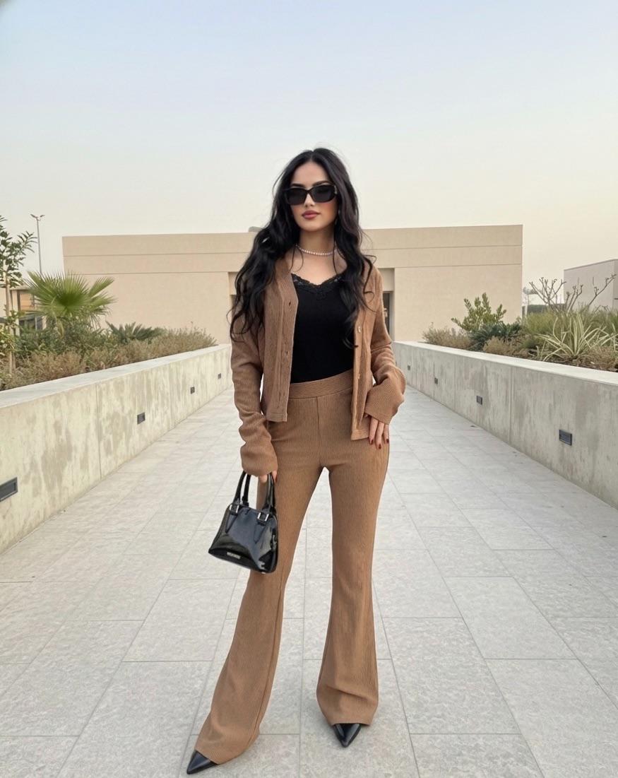 Soft Knit Flare Pants - Cafe