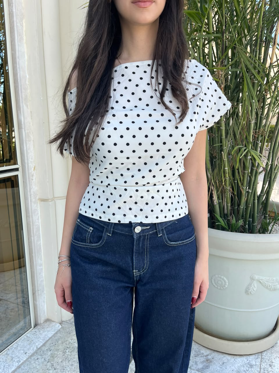 Pretty Polka Top white