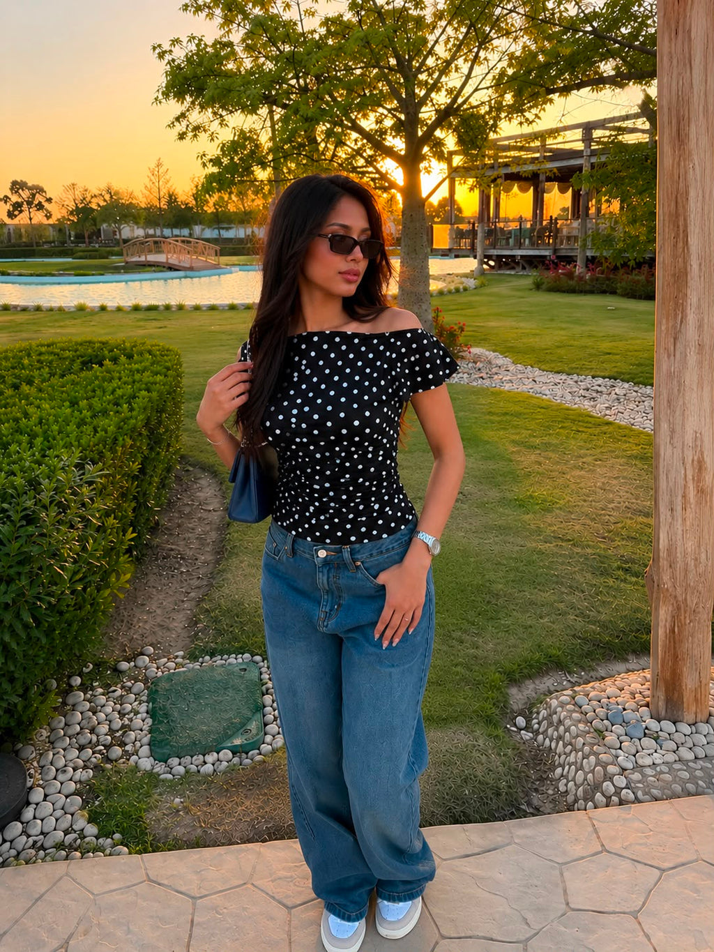 Pretty Polka Top black