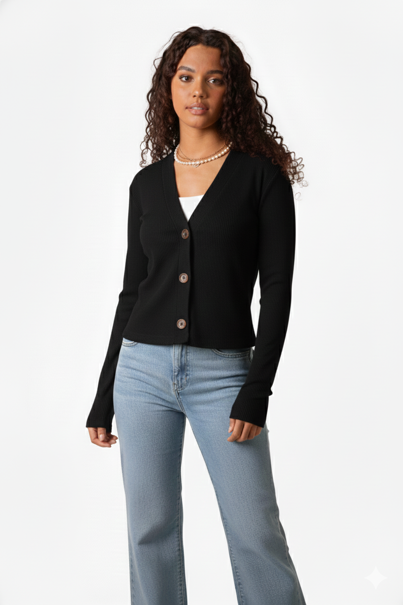 Soft Knit Cardigan - Black