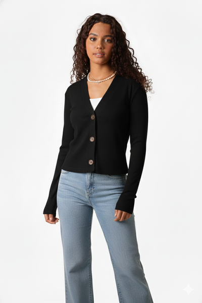 Soft Knit Cardigan - Black